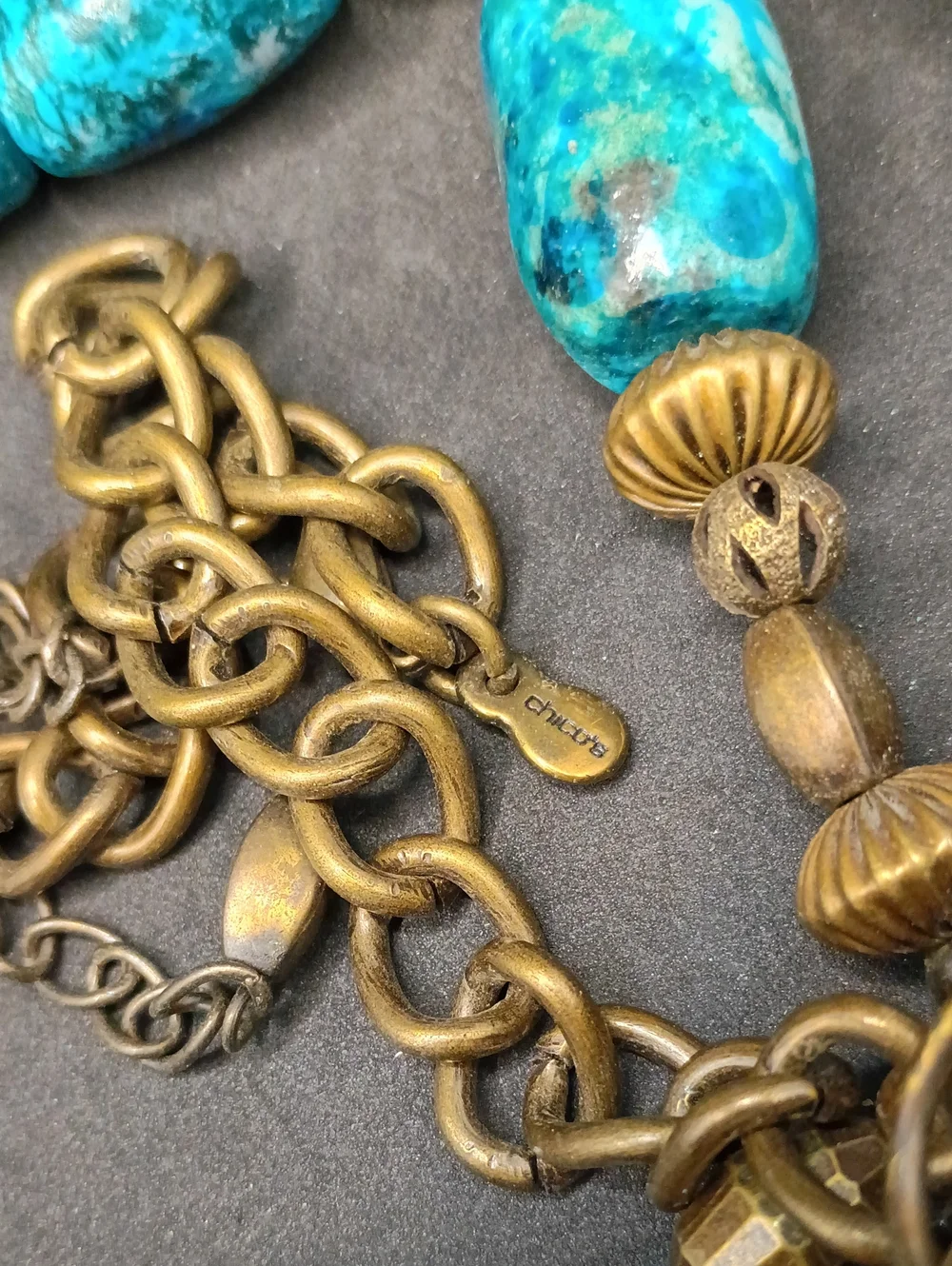 Chico's Turquoise Blue and Teal Bead Necklace